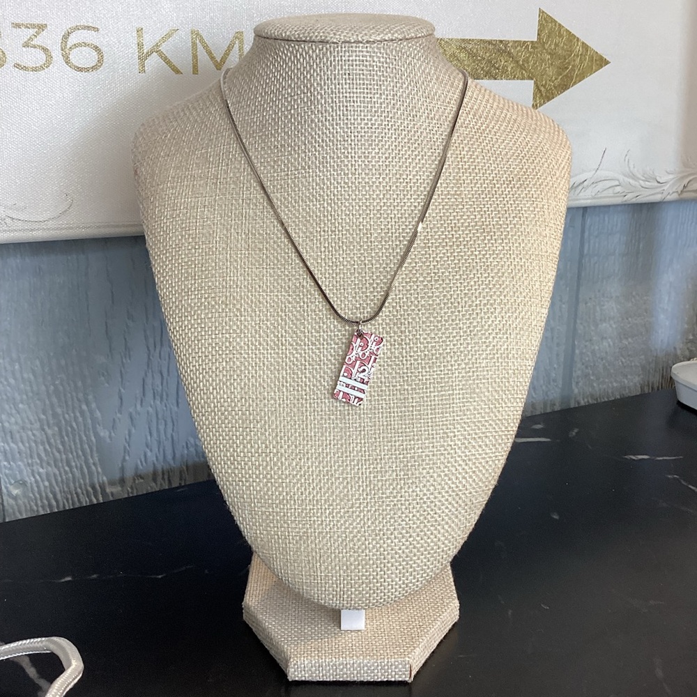 Dior Silver Necklace with Red Accent